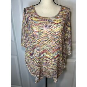 Fever Crochet‎ Knit Zigzag Chevron Poncho Sweater Top Women's Size S